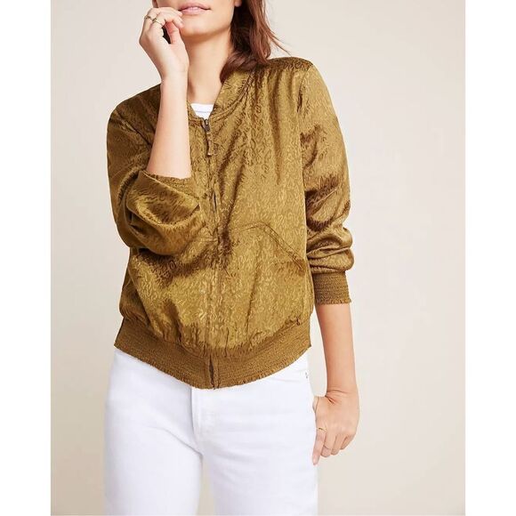 Anthropologie Mauve Silky Bomber Jacket size S Zip Up - Picture 1 of 12